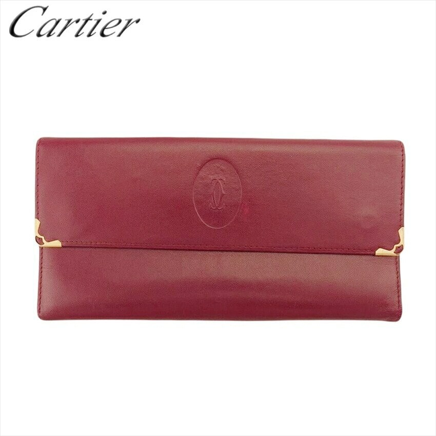 がま口 財布 長財布 マストライン レディース マストライン ボルドー ゴールド 中古