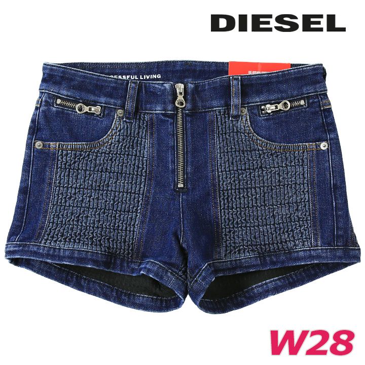 デニムショートパンツ レディース DE-VISION-SHORT-FS スモッキングステッチ 美ストレッチ die-l-p-f8-6cr