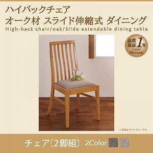 [組立設置付]スライド伸縮式ダイニングシリーズ [ライブラ] ダイニングチェアのみ 2脚組 単品販売 ライトグレー