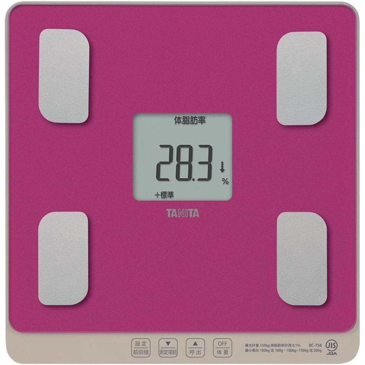 タニタ 体組成計 BC-758-PK(ローズピンク) 乗るピタ機能で簡単測定/マイサポ機能で測定応援