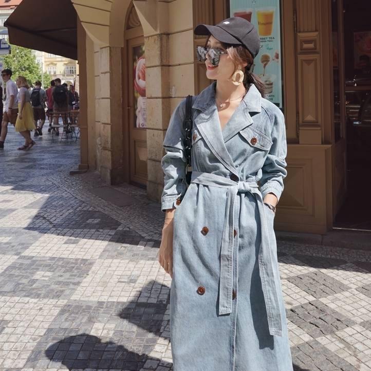 大ヒット中 アウター レディース デニム コート ロング トレンチコート ミモレ丈 シンプル 大人 カジュアル かっこいい ブルーデニム こなれ感 大人女子 抜け感 おしゃれ ルーズ ゆったり セレブ 6,432円