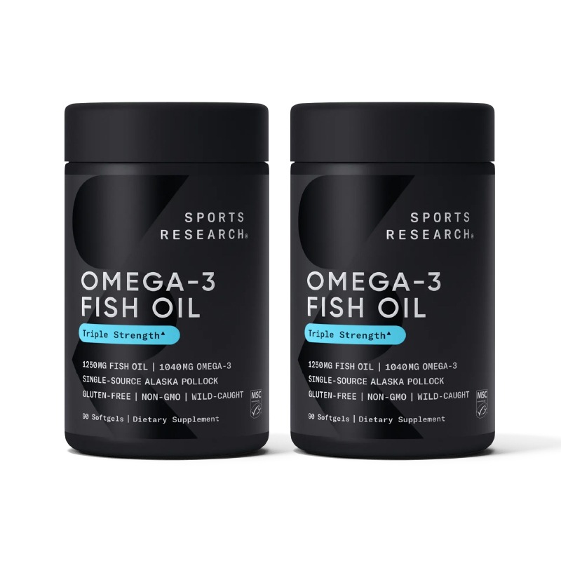 (スポーツリサーチ) オメガ3フィッシュオイルトリプルストレングスソフトジェル 90粒 (2個セット)