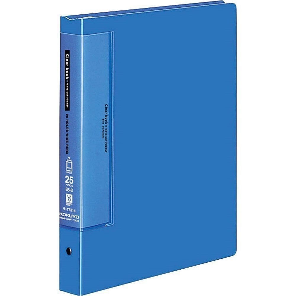 （まとめ買い）クリヤーブック ウェーブカット 替紙式 B5縦 25ポケット 青 ラ-T731B [x3]