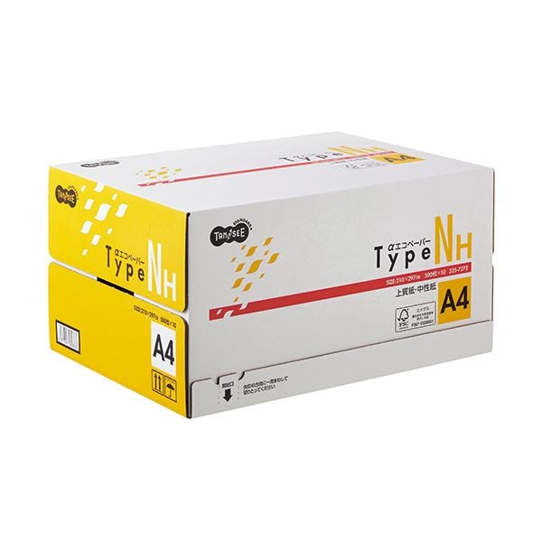 （まとめ） TANOSEE αエコペーパータイプNH A4 1箱（5000枚:500枚10冊） 5セット