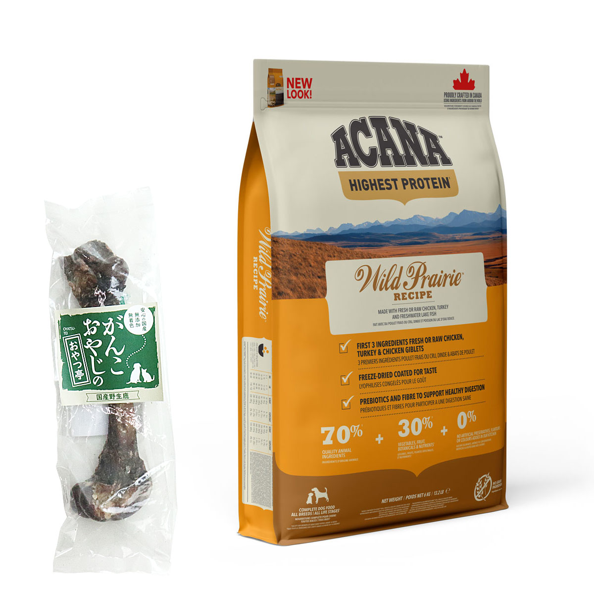 ハイエストプロテイン ワイルドプレイリードッグ 6kg ドッグフード【国産鹿レッグボーン 1本Mサイズ付き】