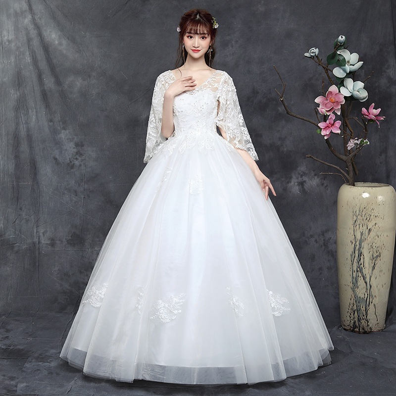 2024秋と冬プラスサイズ女性ウェディングドレス太ったMmと太った花嫁結婚式ワンレングス肩長さドレス