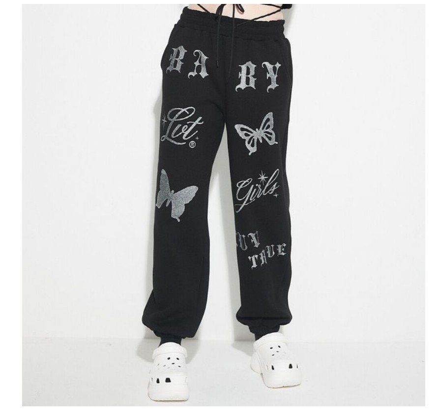 【LUV IS TRUE】[ITZYユナ着用] OW GLITTER JOGGER : BLACK