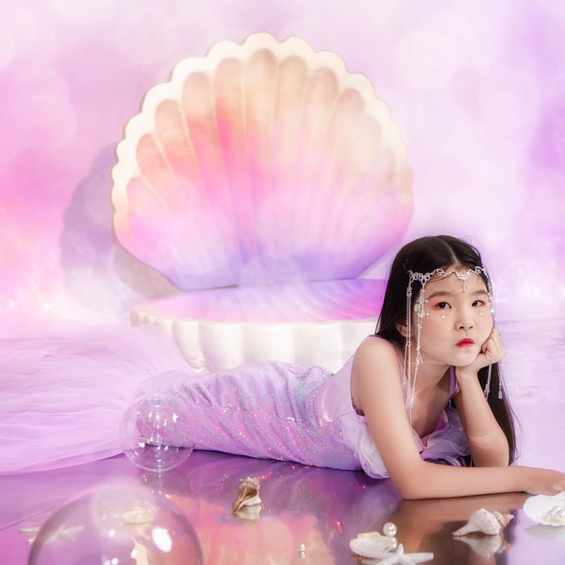 【子供撮影用】パープル人魚姫ドレス フォトジェニック おとぎ話コスチューム