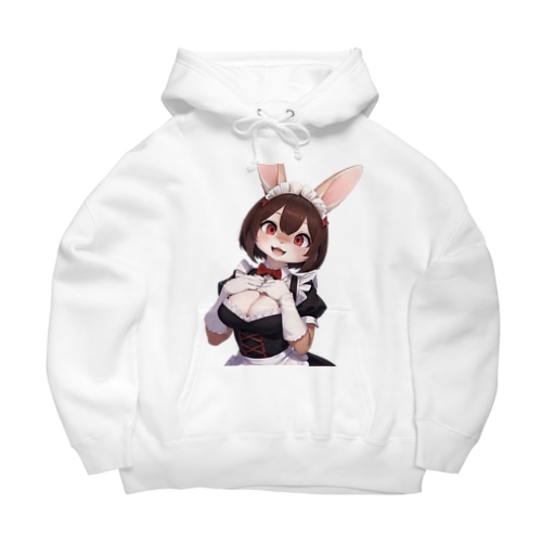 【文字入れ可能受注生産】ウサギの女の子　メイド　ケモナー　ネザーランドドワーフ ビッグシルエットパーカー