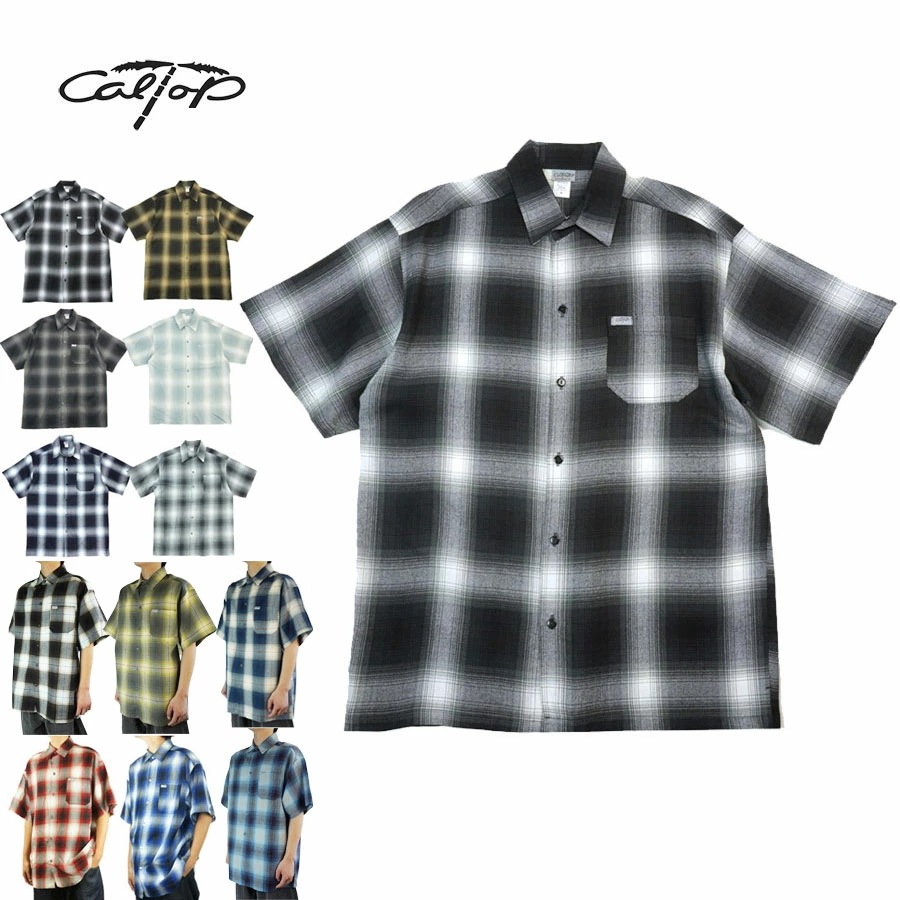 CALTOP キャルトップ カルトップ【クリックポスト発送】メンズ 半袖シャツ2000 OMBRE SHORT SLEEVE SHIRTSオンブレ ショートスリ