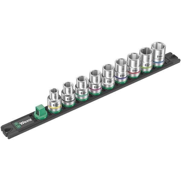 WERA ヴェラ 差込角1/2SQ 収納レール付き ヘックスソケットレンチセット HEX10-19mm入り 005460 工具 ツール DIY 作業工具 道具