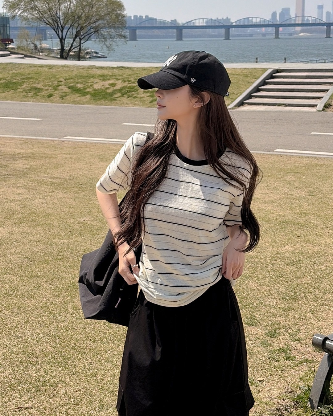 メクトストライプ半袖Tシャツ韓国ファッション レディース