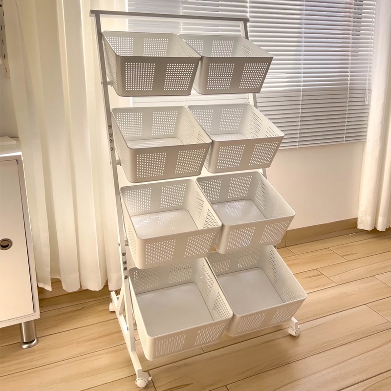 キッチン野菜バスケットストレージラック床床マルチレイヤー収納ラックリビングルーム家庭用部屋家庭カートスナックフルーツと野菜収納バスケット