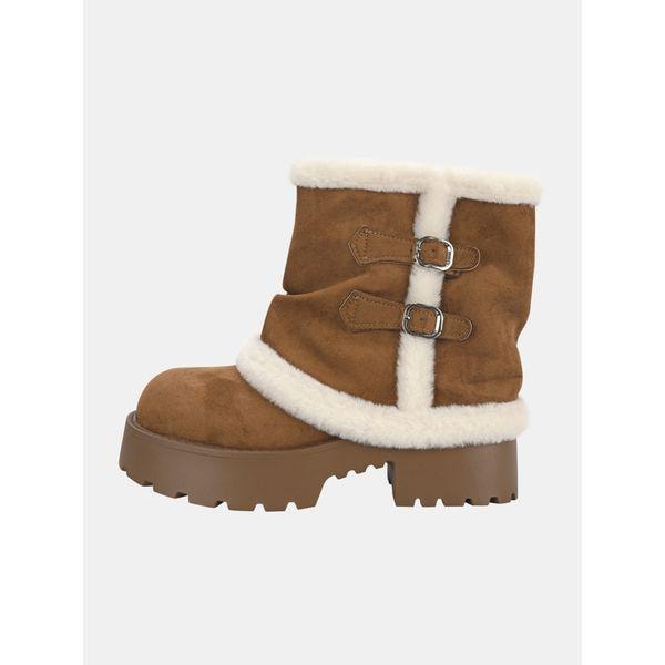 女性用フォールドウォーマーブーツ 防寒スエードファーブーツ SSS738_P412709225