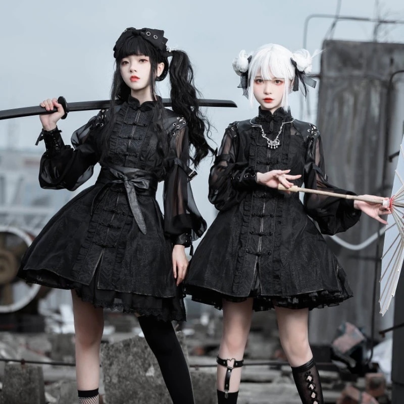 カンフーガール風パンクロリータクールp-han要素新しい語ジャケットスカート