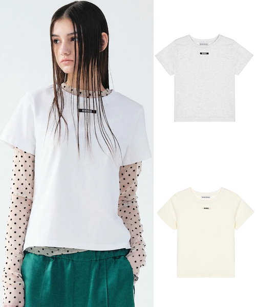 Qoo10 NICK&NICOLE HALF SHIRRING ロゴ 半袖