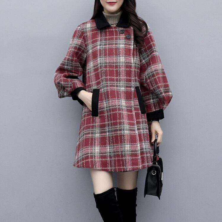 レディース アウター ステンカラーコート 美シルエット ミドル丈 膝上丈 バイカラー トリム チェック柄 インスタ映え 可愛い かわいい 韓国 かっこいい カジュアル 大人 上品 シンプル lout0 5,797円
