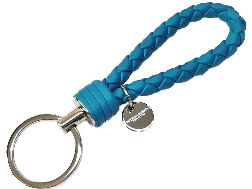 BOTTEGA VENETA 113539-V001D-4401 INTRECCIATO NAPPA KEY RING ボッテガヴェネタ イントレチャート ナッパ キーリング ロゴプレート付 ブルー