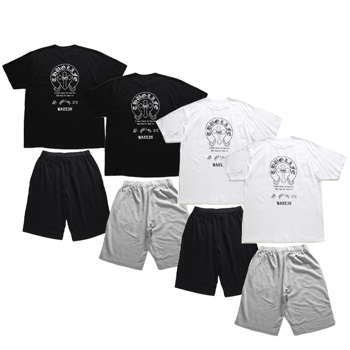 ACE FLAG 上下セット 半袖 ブランド Tシャツ ハーフパンツ メンズ 春夏用 全4色 大きいサイズ エースフラッグ セットアップ 裏パイル 2Pac 馬蹄
