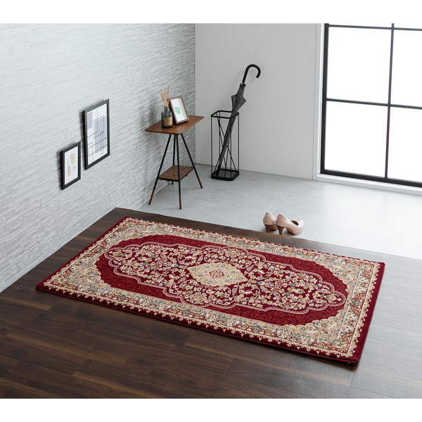 1321180280101 トルコ製 ウィルトン織り カーペット ベルミラ RUG ワイン 80×140cm メーカー直送