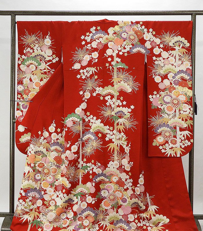 振袖 正絹 扇四季花模様 身丈172.5cm 裄丈68.5cm 振袖 美品 リサイクル 着物 e0941 27,860円