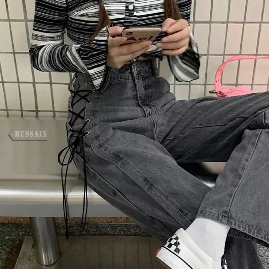 2024春夏 デニムパンツ ボトムス ゆったり カジュアルシルエット 脚長効果 レッグロングパンツ 学生 韓国ファッション系 5,020円