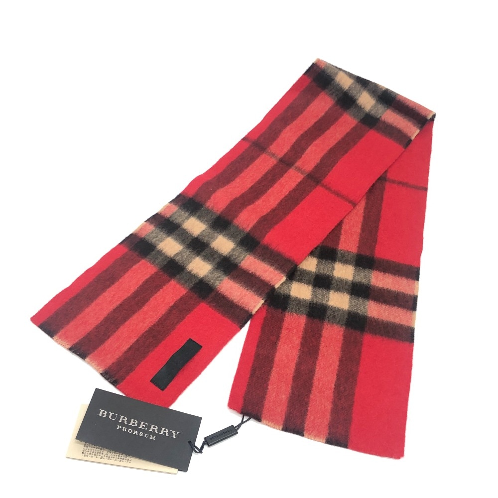 マフラー チェック柄 Prorsum プロ―サム 防寒具 ファッション小物 ショート カシミヤ レッド