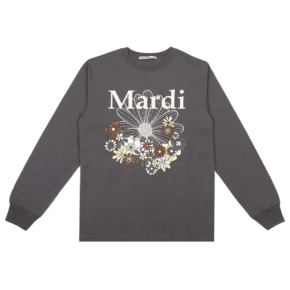 TSHIRT LONG SLEEVE FLOWERMARDI JARDIN CHARCOAL IVORY ロンT 長袖Tシャツ ロングTシャツ 長袖カットソー レディース 韓国 ファッション アパレル