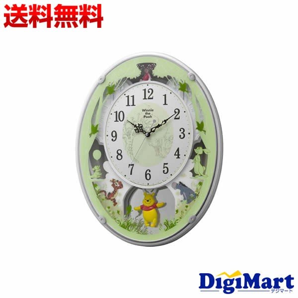 RHYTHM リズム時計 ディズニー くまのプーさん 掛け時計 からくり時計 白4MN523MC03