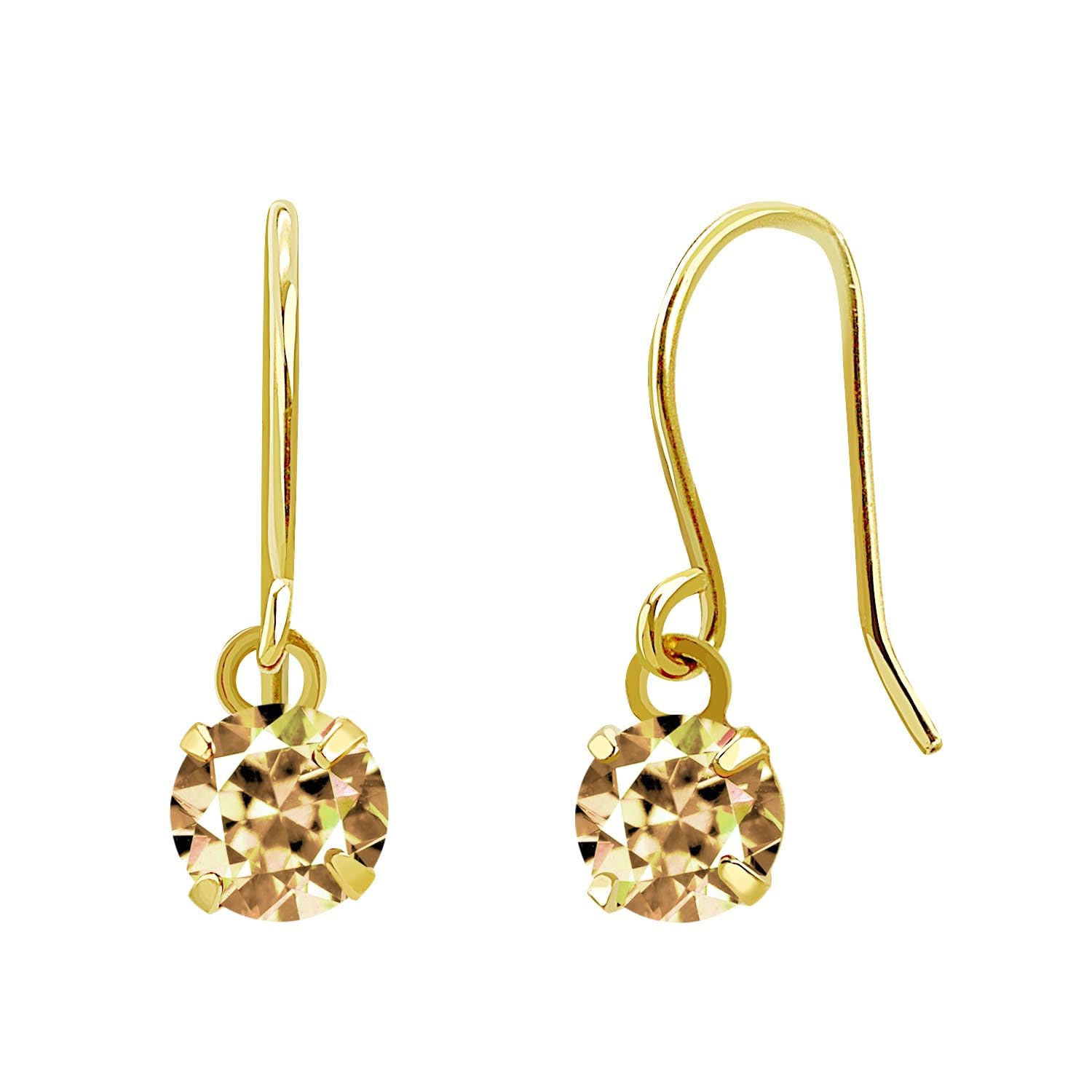 [シアーズ] ピアス レディース K10 天然石 シトリン フックピアス 一粒 4本爪 10金 ゴールド se105-0001-yg-st