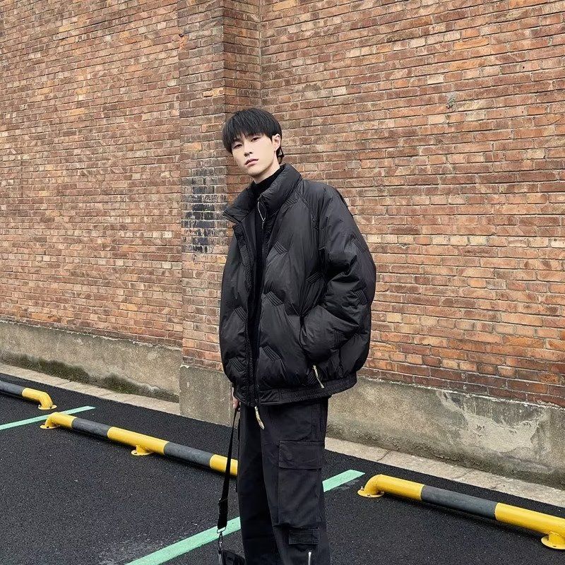2025無地厚手スタンドカラー中綿コートメンズゆったり万能中綿ジャケットカジュアルダウンジャケット中綿ジャケット