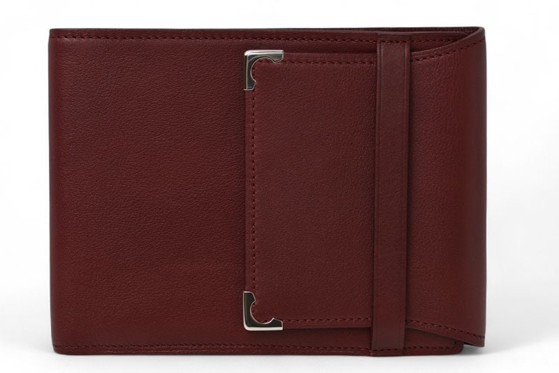 カルティエ 折財布/三つ折り ヴィンテージ Cartier 札入れ カボションライン カーフ ボルドー L3000580【中古】