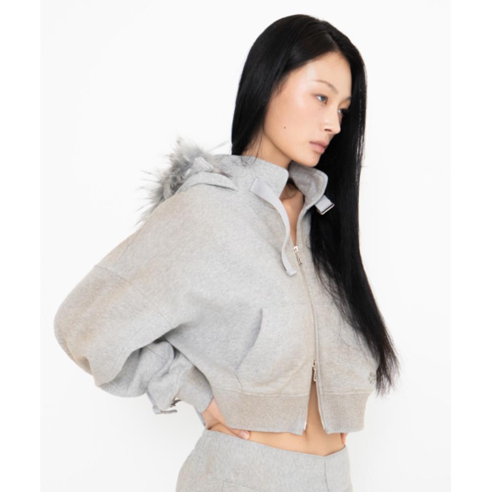 2000Archives LUXURY IS A DREAM HOODIE ZIP UP MELANGE GRE