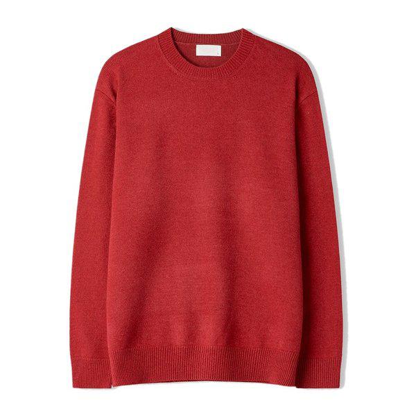 メンズ ロイ ベーシック モーダル ラウンド ニットTシャツ SG-KN-Q027-レッド