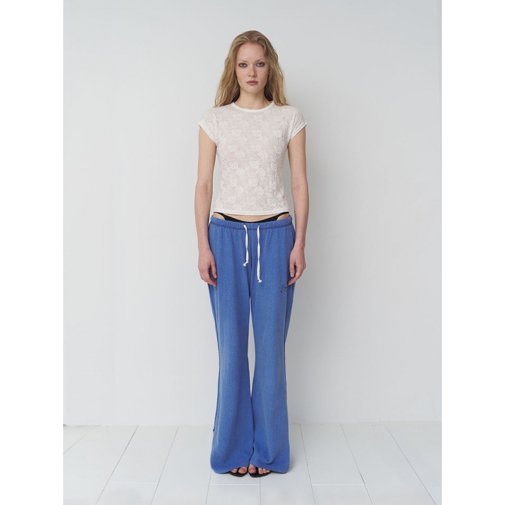 PreferPreferローライズバンディングパンツ (ウォッシュブルー)
