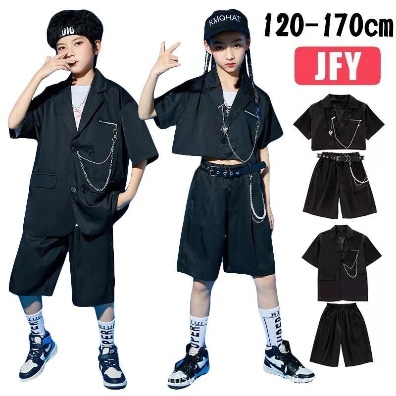 キッズダンス 衣装 セットアップ ベスト ハーフパンツ 短パン 女の子 男の子 スーツ風 ダンス衣装 発表会 パープル グリーン ピンク キャラメル ヒップホップ キ