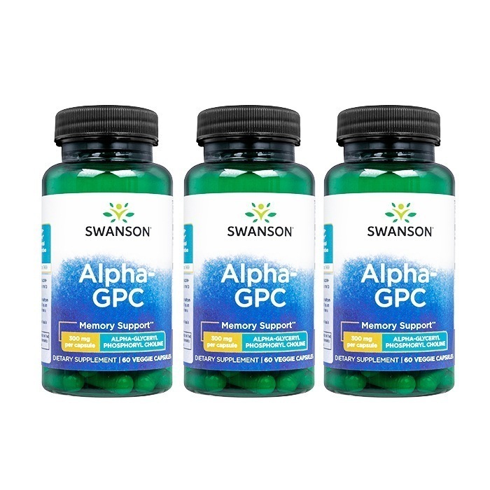 スワンソン　アルファ-GPC 300mg 60錠 3本セット Swanson　Alpha-GPC　サプリメント 海外直送日時指定不可 国際郵便書留発送