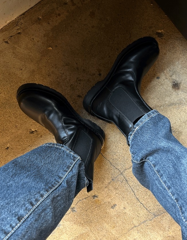 [COSYHARU公式] Black Marble chelsea boots