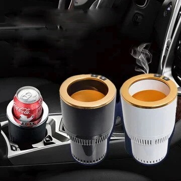 ポータブルホットカップドリンクホルダー飲料クーラーミニサーマルケトル冷蔵庫 新品12v車のホットおよびコールドカップ冷蔵