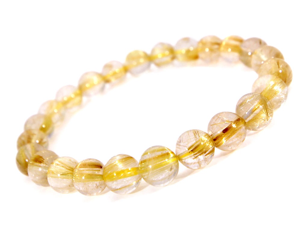 「1点もの 現品」 ラビットヘアー ゴールドルチルクォーツ ルチルクォーツ ブレスレット 7.6mm パワーストーン ブレスレット メンズ レディース 天然石 数珠 アクセサリー メン h926-yg