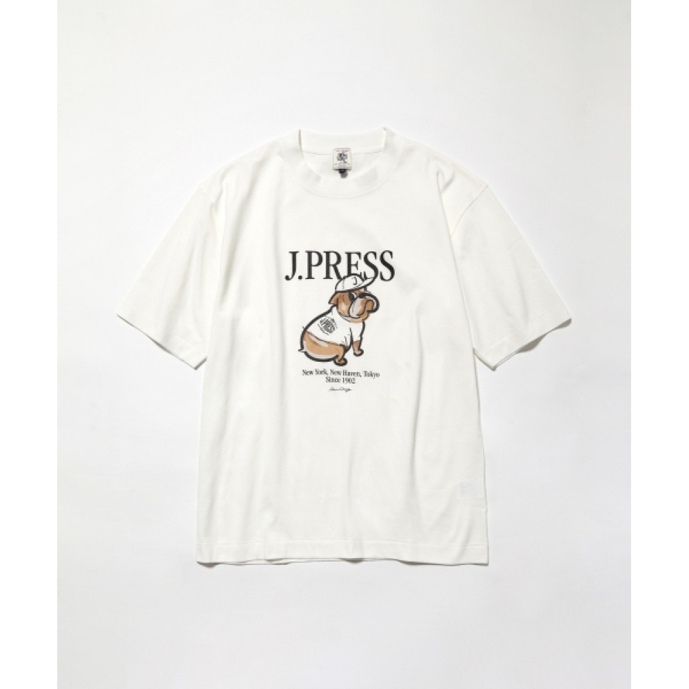J.PRESS アーロングラフィックプリントショートスリーブ T シャツ-ホワイト/KHOALM0091001