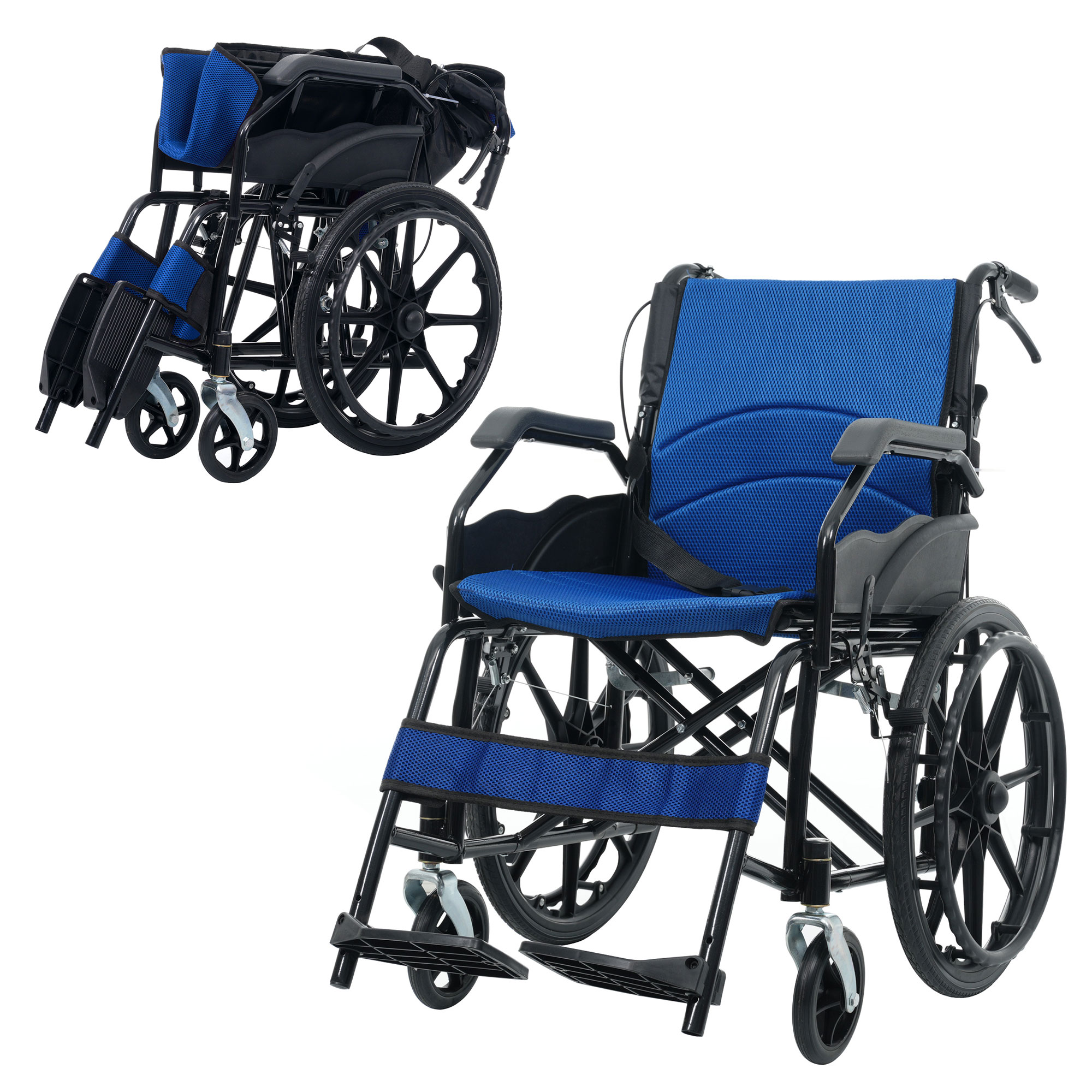 【国内発送】343車椅子 介護車椅子自走介助兼用 四輪 自立可能 洗える 介助ブレーキ付き コンパクト 折りたたみ可能 座面付き 四輪 介助用 キャスター付き 介護用品 自立式 軽量車椅子 おしゃれ