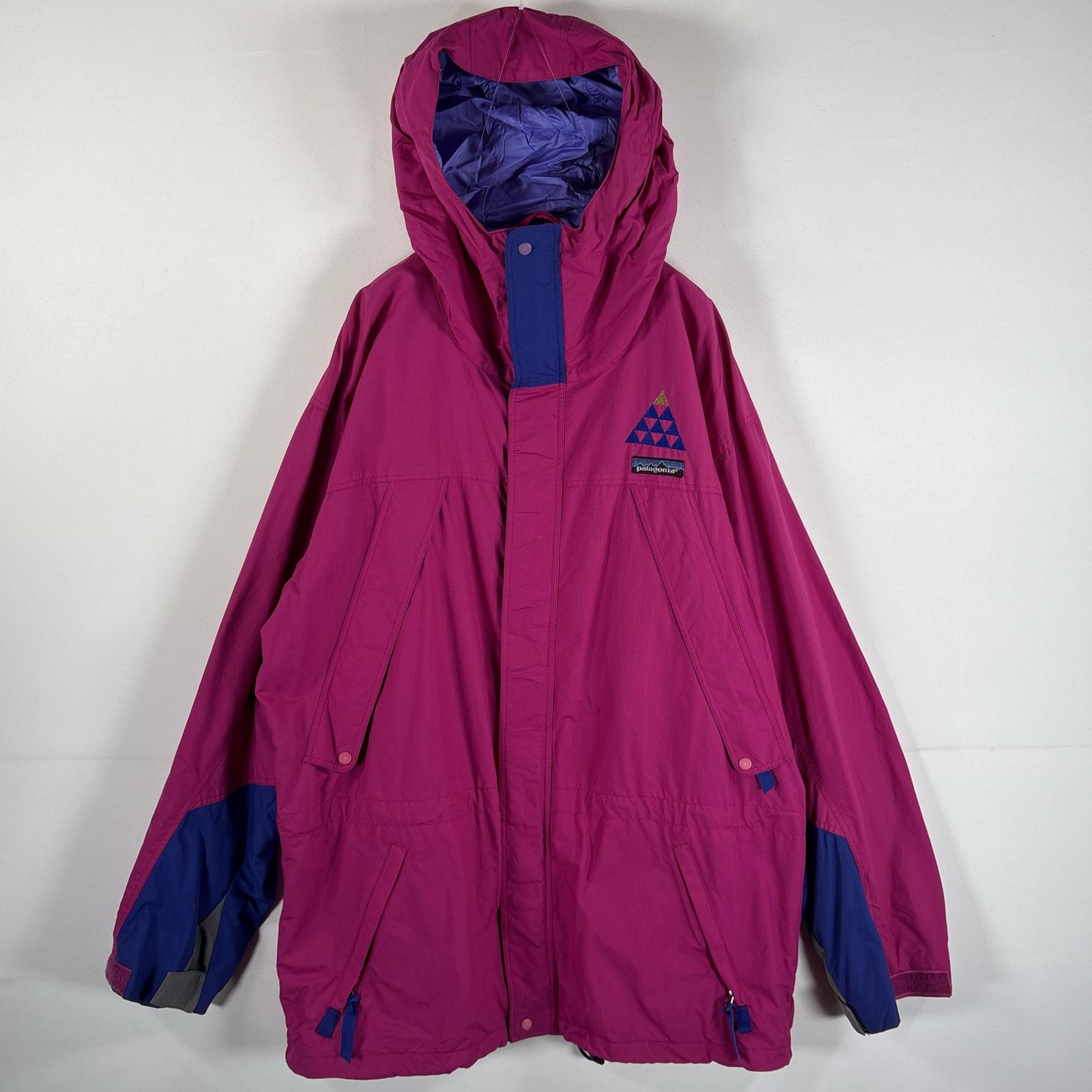 古着 ナイロンジャケット マウンテンパーカー ストームジャケット ワンポイントロゴ フード付き M ピンク メンズ