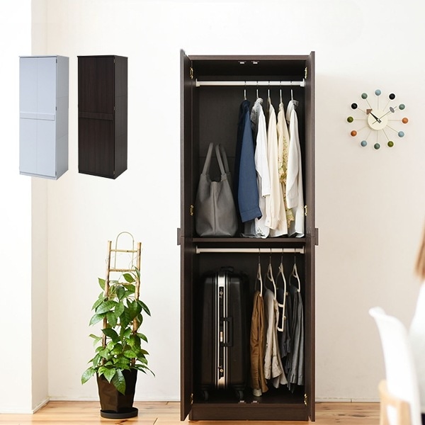 ブレザーチェスト 衣類収納 クローゼット 上下2段 たんす 木製 ワードローブ ロッカー