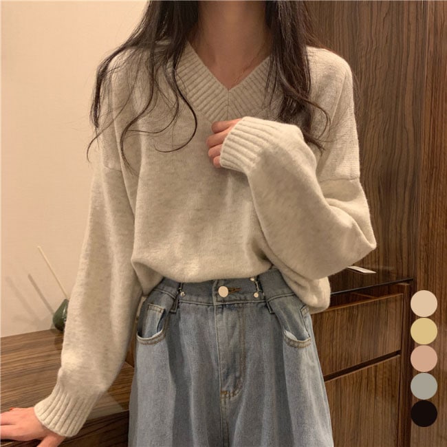 Vネック ニットセーター レディース 厚手 セーター ゆったり ニットトップス プルオーバー Vネックセーター きめ細かい おしゃれ チクチクしない オフィス ブラック イエロー グレー ピンク