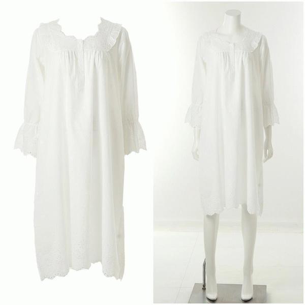 プラスホワイト長袖ワンピースパジャマVGNA209ASSG