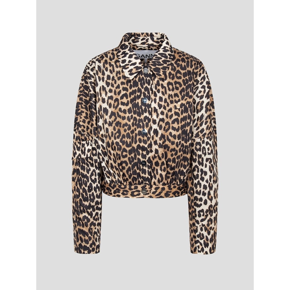 GANNI ダッチェスナイロンショートジャケット-ブラウン QN5139C02D