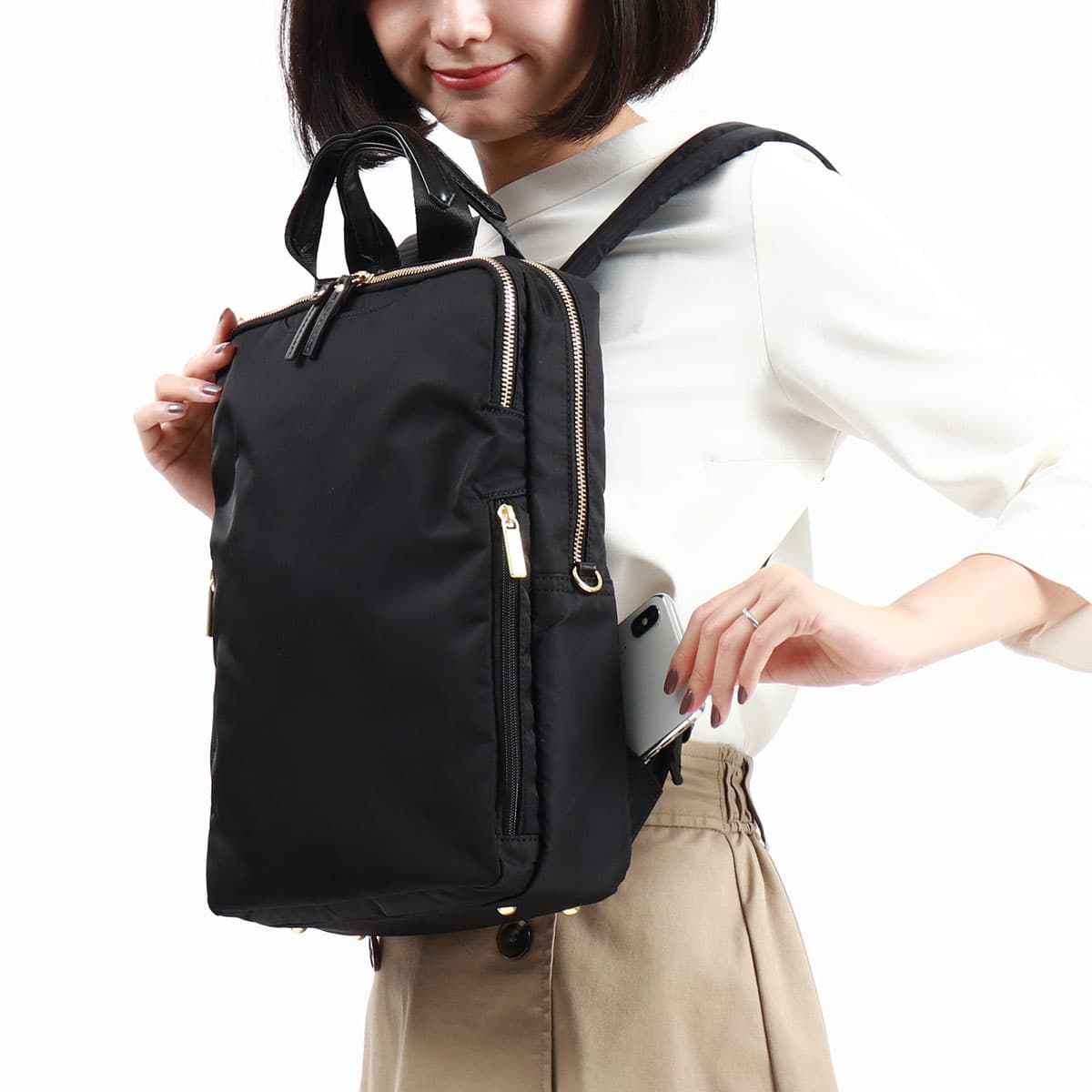 正規品5年保証 SLIFEMME ビジネスリュック ナイロン A4 9L 薄型 13.3インチ PC 軽量 通勤 撥水 抗菌 レディース 11471 wsb