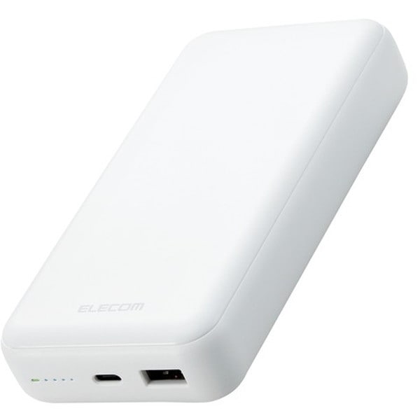 DE-C34-20000WH モバイルバッテリー 20000mAh 大容量 PD 20W 入力 (Type-C ×1) 出力 (Type-C ×1 USB-A ×1) ホワイト メーカー直送