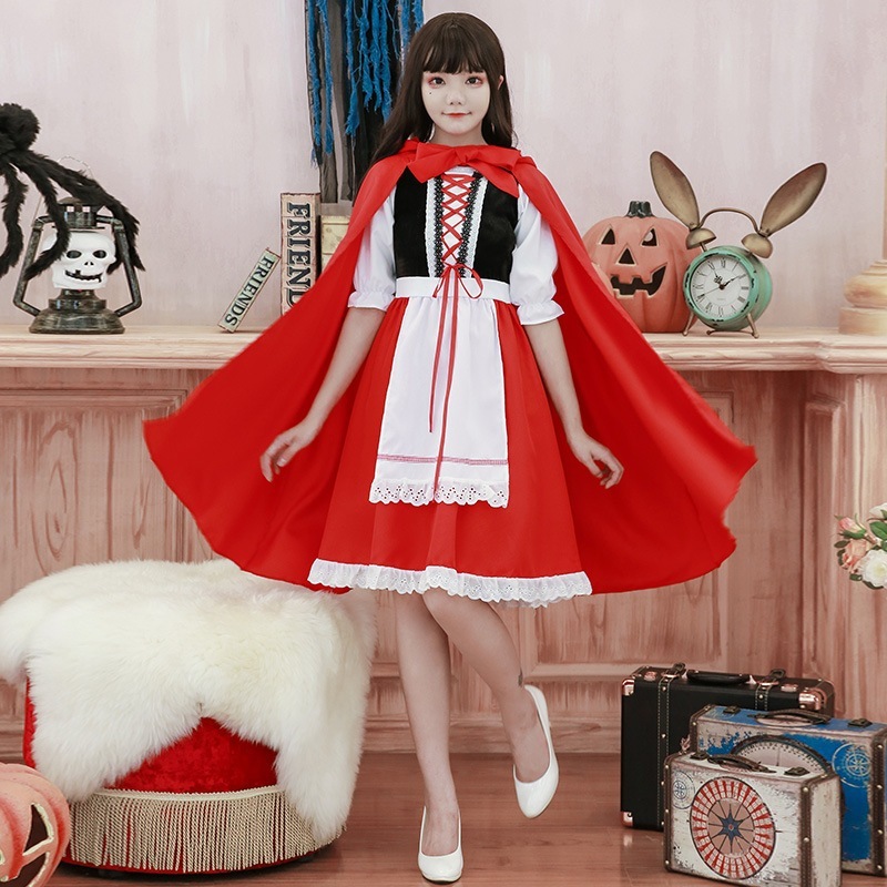 ハロウィンコスプレ衣装 小さな魔女 吸血鬼 ロールパフォーマンス衣装 赤ずきん 魔女マント ドレス